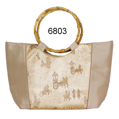 Tasche aus Seide mit Bambushenkel, Handtaschen, Asiatisch, 6803 - zum Schließen ins Bild klicken